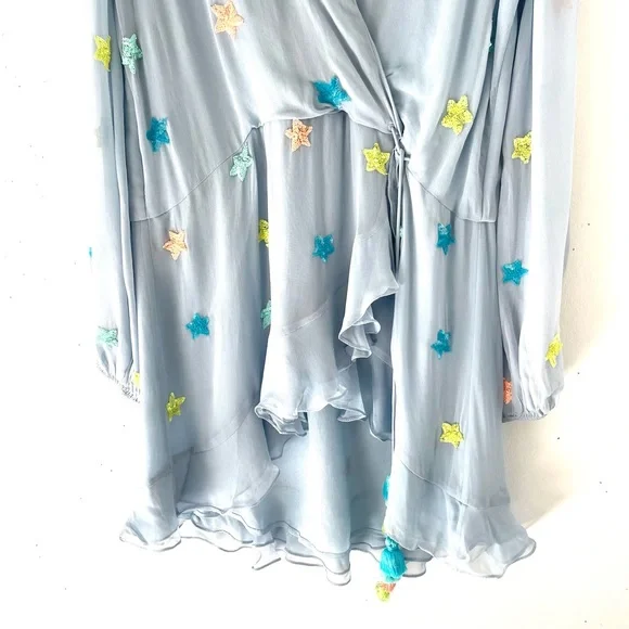 Rococo Sand Georgette Sequin Star Blue Mini Dress Size XL - Picture 7 of 13